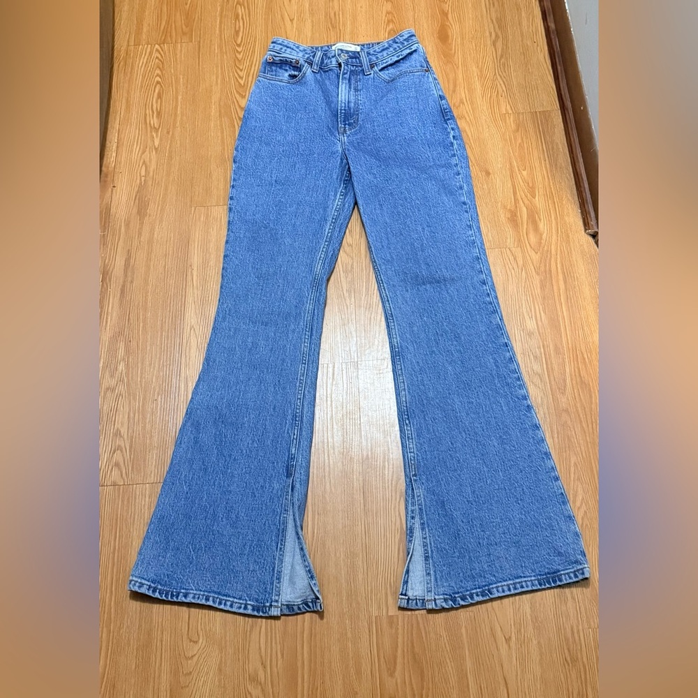Abercrombie & Fitch Blue Flare Wide Leg Jeans